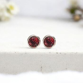 Sterling Silver January Garnet Birthstone Stud Earrings, 3 of 7