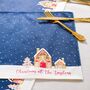 Christmas Table Place Mats Blue Gingerbread Four Pack, thumbnail 1 of 4