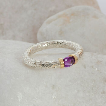 Handmade Silver Textured Ring With A Choice Of Gemstone, 3 of 11