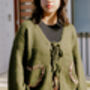 Green Tie Front Leopard Heart Cardigan, thumbnail 5 of 7