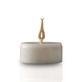 Handmade Grey Marble Box With Brass Hyacinth Detail, 4 of 4