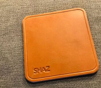 Personalised Stamped Tan Leather Coaster, 10 of 12