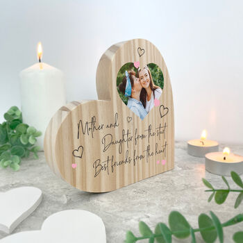 Personalised Mother And Daughter/Son Best Friends Photo Wooden Heart, 5 of 7