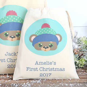 Personalised Christmas Bear Cotton Bags, 5 of 5