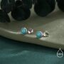 Sterling Silver Turquoise Stud Earrings, 3mm Or 4mm, Blue Or Green Turquoise Gemstone, thumbnail 5 of 12