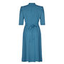 Peggy Day Dress In Petrol Blue Moss Crepe, thumbnail 3 of 3
