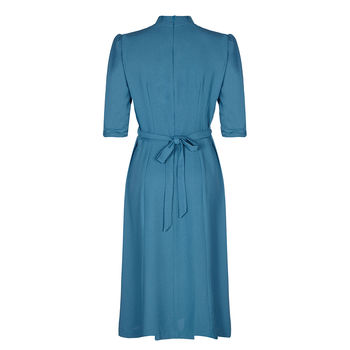 Peggy Day Dress In Petrol Blue Moss Crepe, 3 of 3