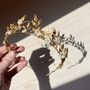 The Margot Crown Leaf Vine Mother Of Pearl Carved Shell Art Nouveau Headpiece, thumbnail 1 of 12