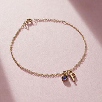 Birthstone And Italic Initial Charm Bracelet, 3 of 8