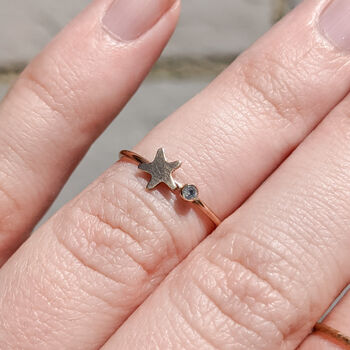 Grey Diamond Stacking Ring With Gold Star, 4 of 4