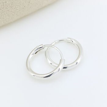 Mini Sterling Silver Huggie Hoop Sleeper Earrings, 3 of 9