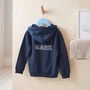 Personalised Kids Navy Hoodie Embroidered Name Gift, thumbnail 4 of 5