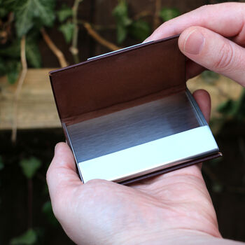 Personalised Brown Leatherette Business Card Holder, 2 of 4