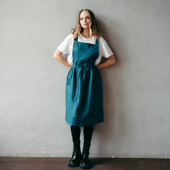 Crossover Linen Pinafore Apron, 5 of 12