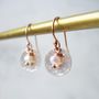 Snow White Pearl And Rolled Rose Gold Earrings, thumbnail 1 of 5