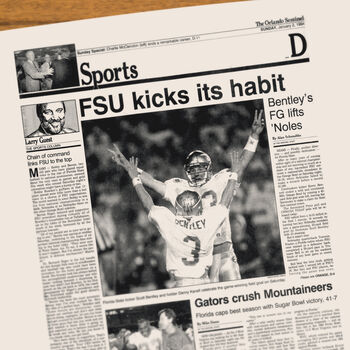 Florida State Seminoles College Football Personalised Gift Newspaper History Book, 8 of 12