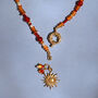 Carnelian Gemstone Bead And Sun Charm Necklace, thumbnail 2 of 4