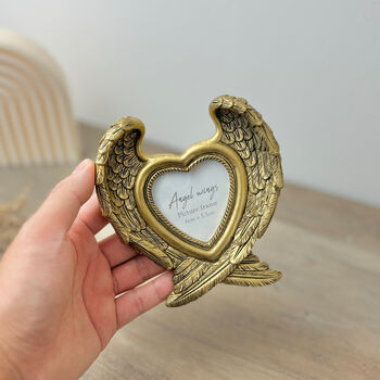 Standing Gold Angel Wing Photo Frame Remembrance Gift, 4 of 9