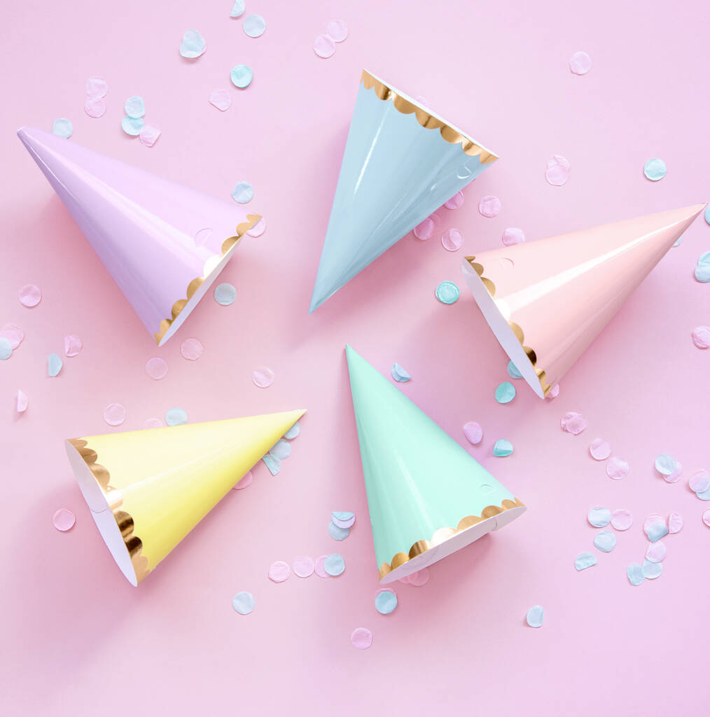Pastel Party Hats With Gold Trim By Postbox Party | notonthehighstreet.com