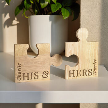 Personalised His And Hers Jigsaw Piece Set, 2 of 3