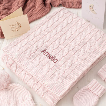 Personalised Blush Pink Luxury Cotton Baby Blanket, 12 of 12