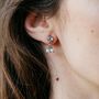 White Tiny Pearl Poth Zircon Screw Stud Earrings, thumbnail 1 of 6