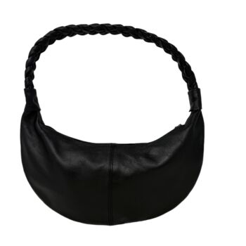 Half Moon Leather Shoulder Bag – Handmade With Braided Handle, 2 of 12