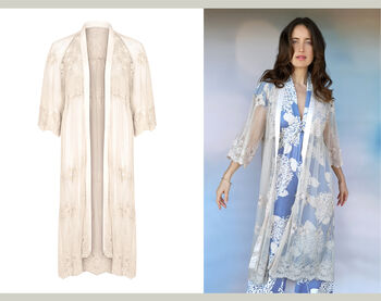 Ginny Duster Coat In Ivory Embroidered Lace, 2 of 2