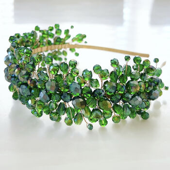 Vibrant Green Crystal Headband, 3 of 6