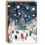 Town Square Tree Winter Xmas Christmas Card, thumbnail 1 of 4