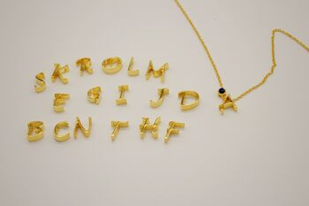 Initial Birthstone Pendant Necklace, 16' Gold Chain, 5 of 6