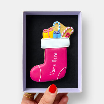 Personalised Christmas Stocking Letterbox Iced Cookie, 2 of 12