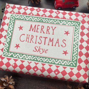 Christmas Personalised Name Gift Paper Fibre Eco Natural Kraft Wrapping Paper, 4 of 7