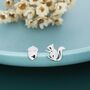 Mismatched Squirrel And Acorn Stud Earrings In Sterling Silver, thumbnail 1 of 9