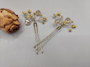 Elegant Gold Hair Pin With Crystal Beads For Weddings, 5 of 9