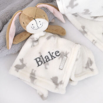 Personalised Unisex Bunny Comforter And Blanket Set, 4 of 6