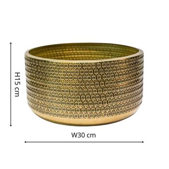 Solis Embossed Gold Bowl Planter, 2 of 2
