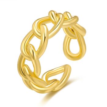 Adjustable Open Gold Plated Chain Ring, 3 of 9