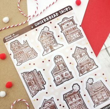 Gingerbread Shops Christmas Sticker Sheet, 2 of 4