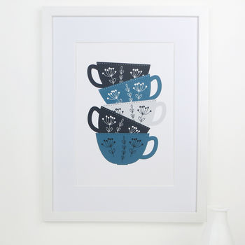 Stacked Cups Kitchen Print New Home Gift, 3 of 7