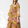 Yellow Floral Print Cotton Dressing Gown Kimono, thumbnail 4 of 7