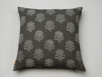 Mandawa Fan Flower Pattern Cushion Cover In French Grey, 3 of 5
