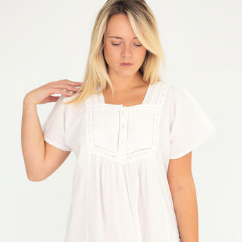 White Cotton Victorian Styled Panel Nightdress, 4 of 7