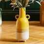 Ombre Glaze Yellow Stoneware Vase With Handles, thumbnail 2 of 4