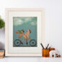French Bulldog On Tandem Art Print, Framed Or Unframed, thumbnail 1 of 7