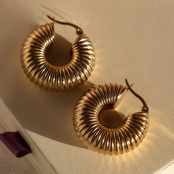 Thick Textured Creole Hoop Earrings, 2 of 6
