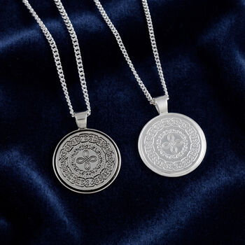 Celtic Happiness Mandala Personalised Silver Necklace, 8 of 12