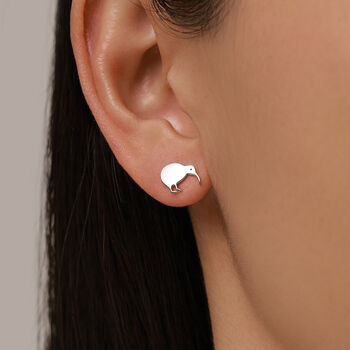 Sterling Silver Kiwi Bird Stud Earrings, 7 of 12