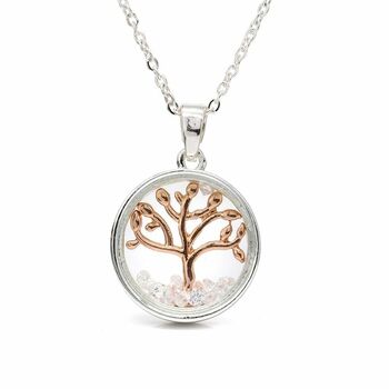 Silver Plated Rose Gold Tree And Crystals Necklace, 2 of 6
