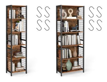 Six Tier Book Shelf Bookcase Shelving Unit Hooks, 7 of 7